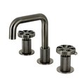 Kingston Brass Widespread Bathroom Faucet with Push PopUp, Black Stainless KS141BSSRX